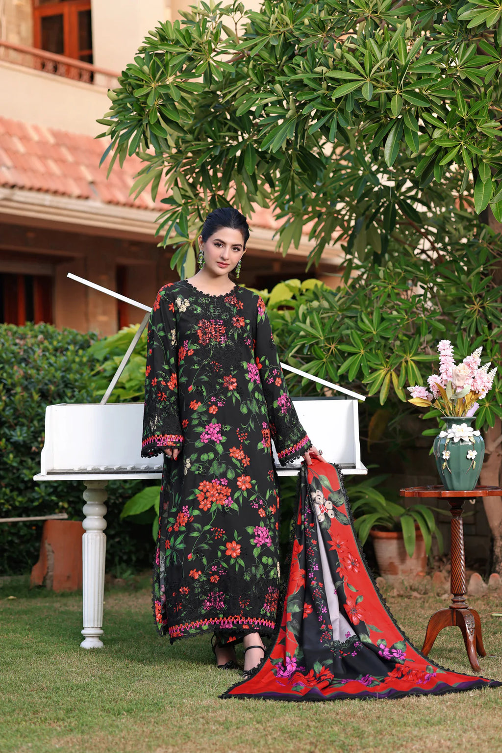 Midnight Floral Winter Luxe 3-Piece Suit