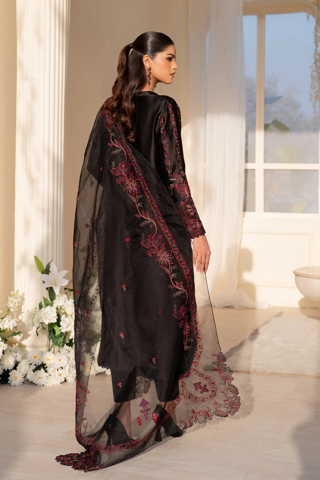 Midnight Rose Embroidered Winter 3-Piece Suit”