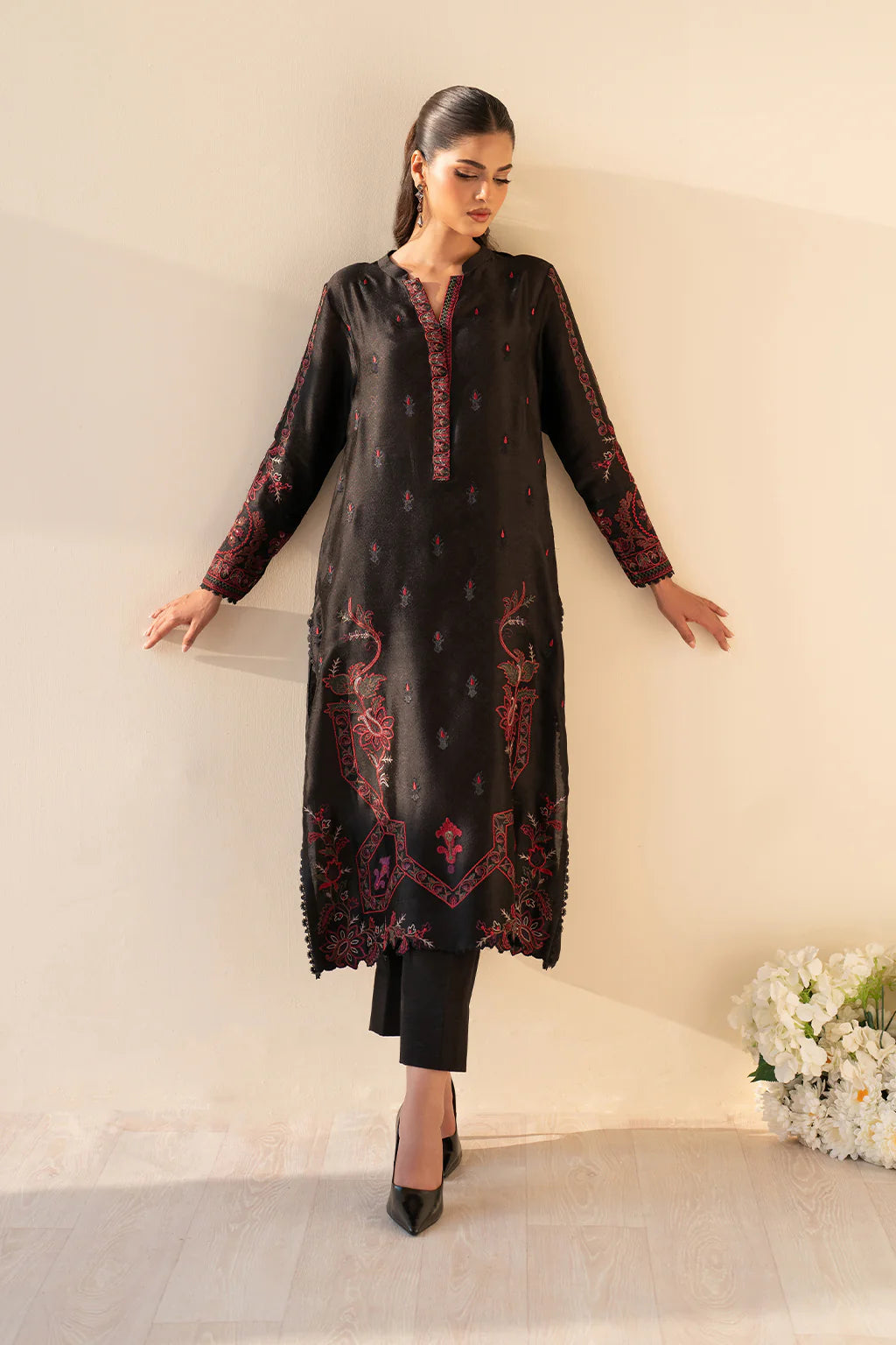 Midnight Rose Embroidered Winter 3-Piece Suit”