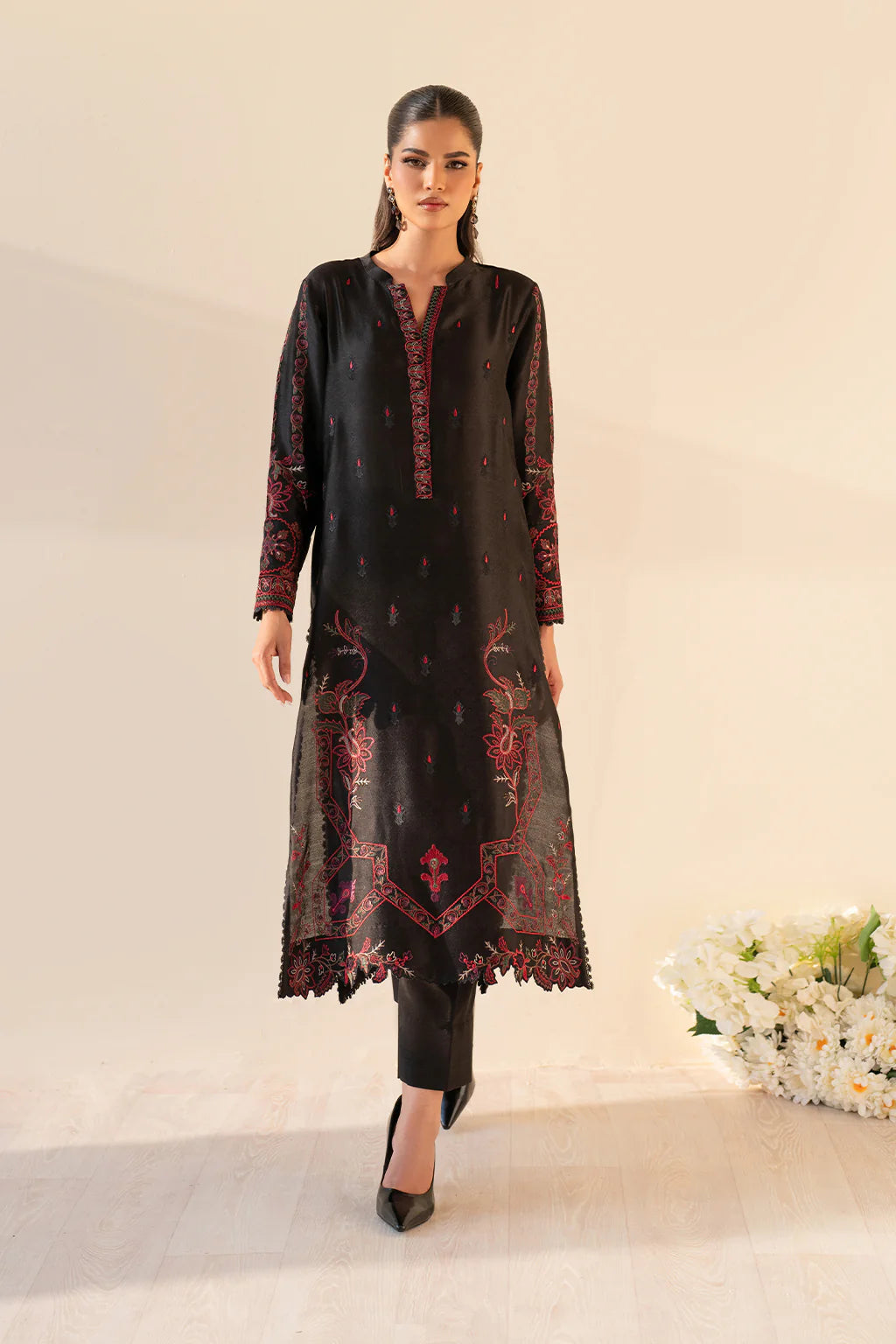 Midnight Rose Embroidered Winter 3-Piece Suit”