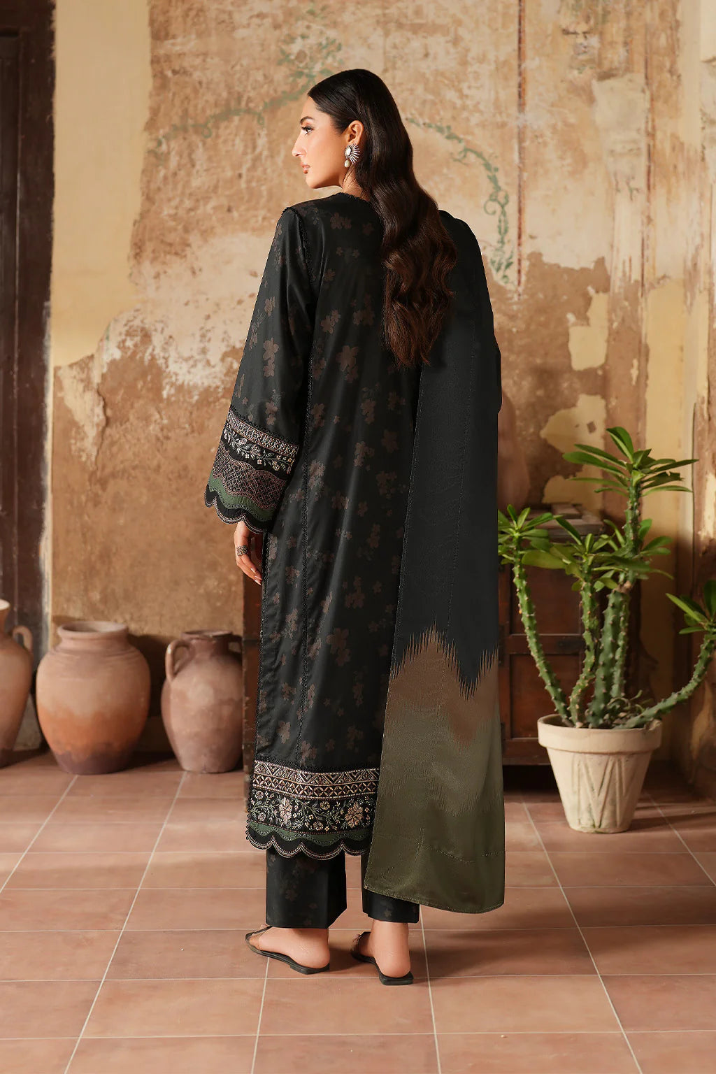 Midnight Black Winter Embroidered Luxe 3-Piece Suit