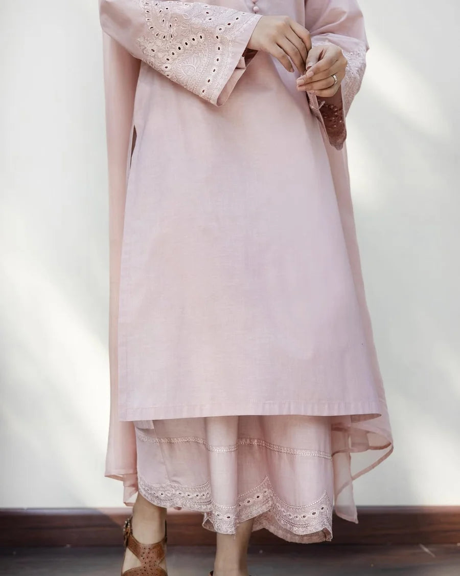 Soft Pink Embroidered 2-Piece Suit