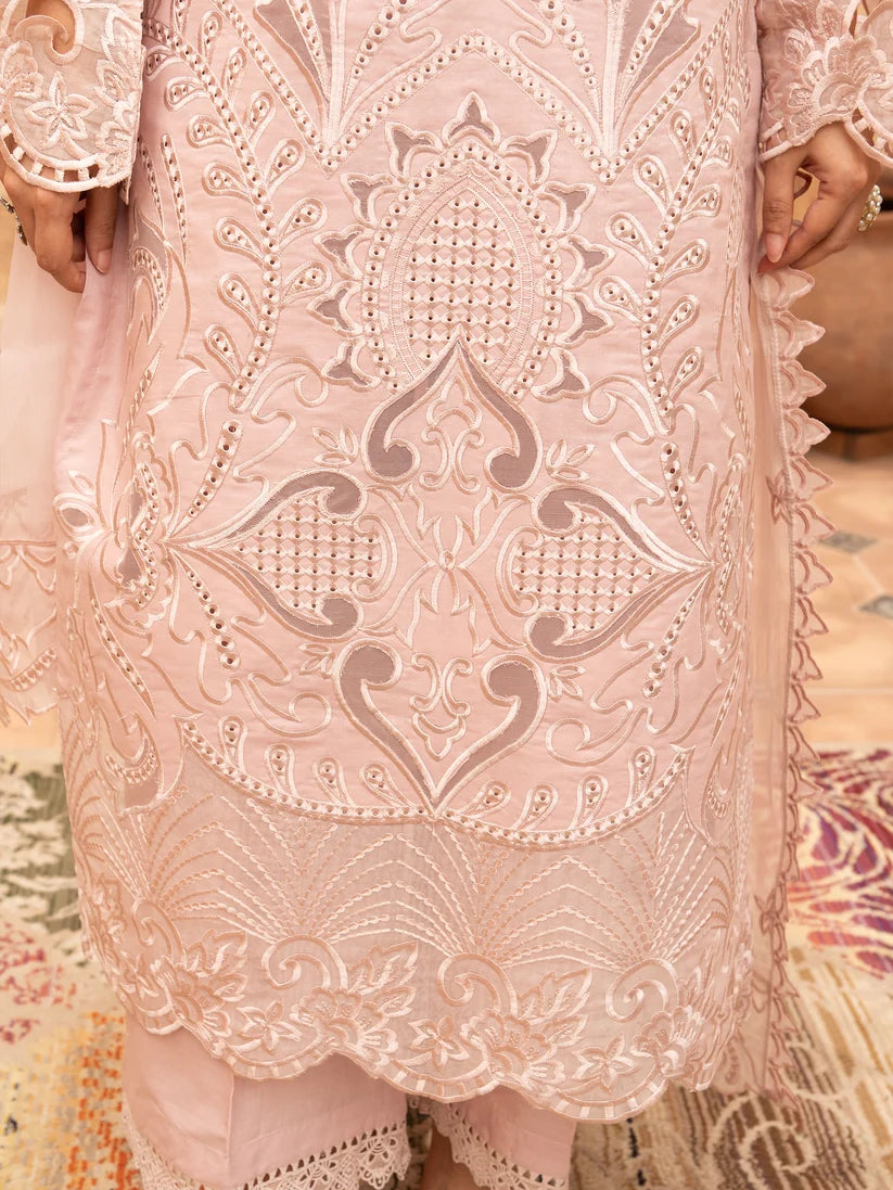 Blush Pink Embroidered 2-Piece Suit with Lace Detailing