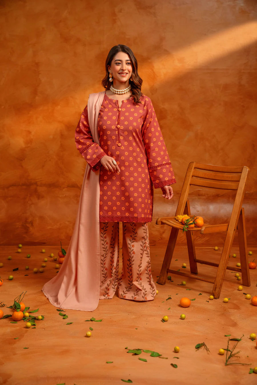 3 Piece - Khaddar Printed Dress