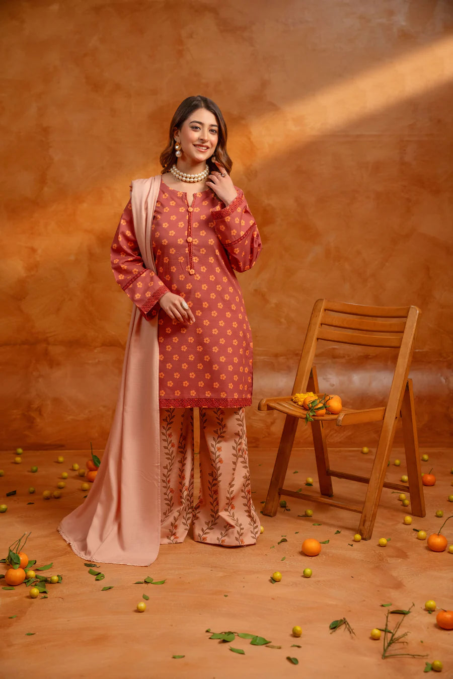 3 Piece - Khaddar Printed Dress