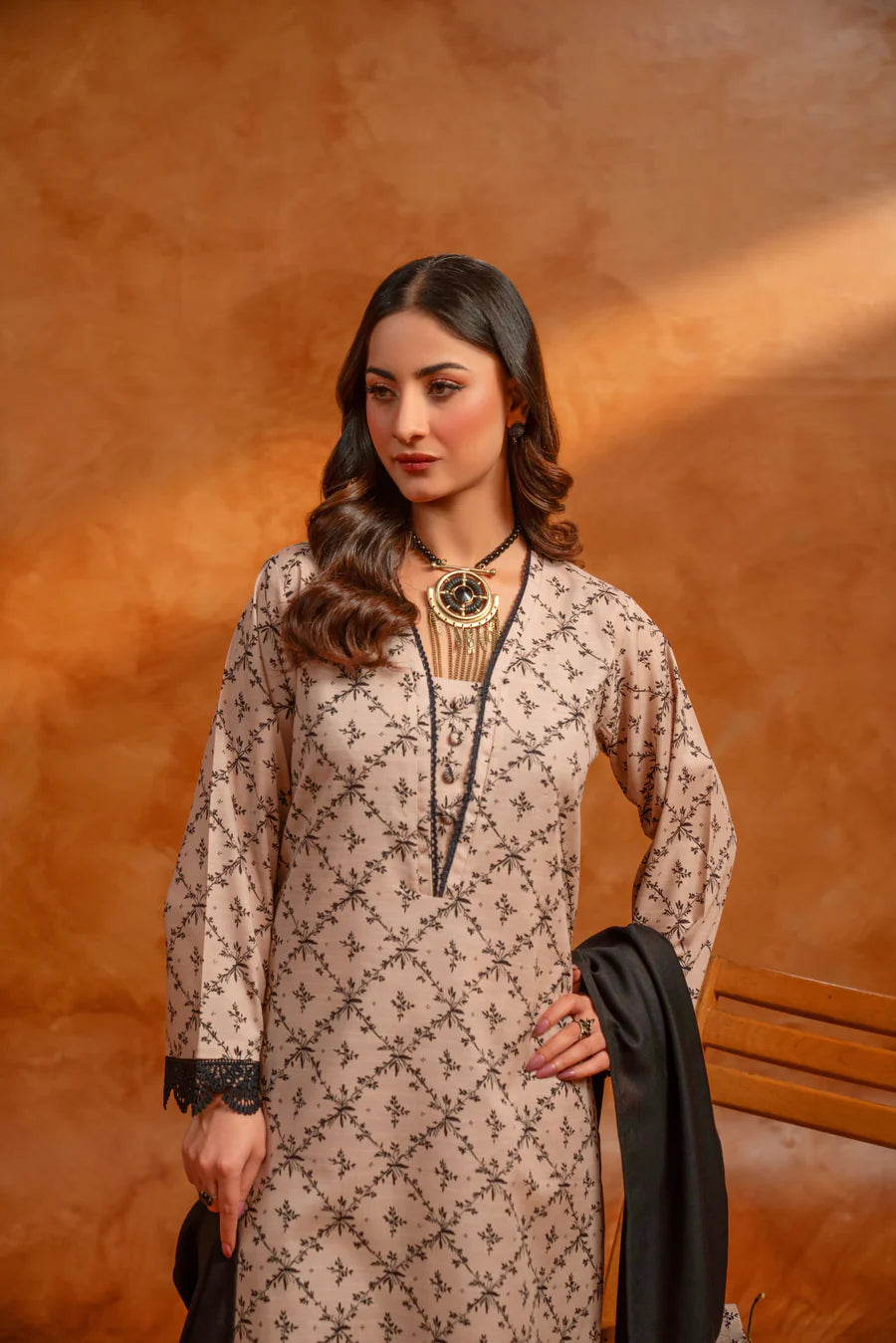 3 Piece - Khaddar Printed Dress