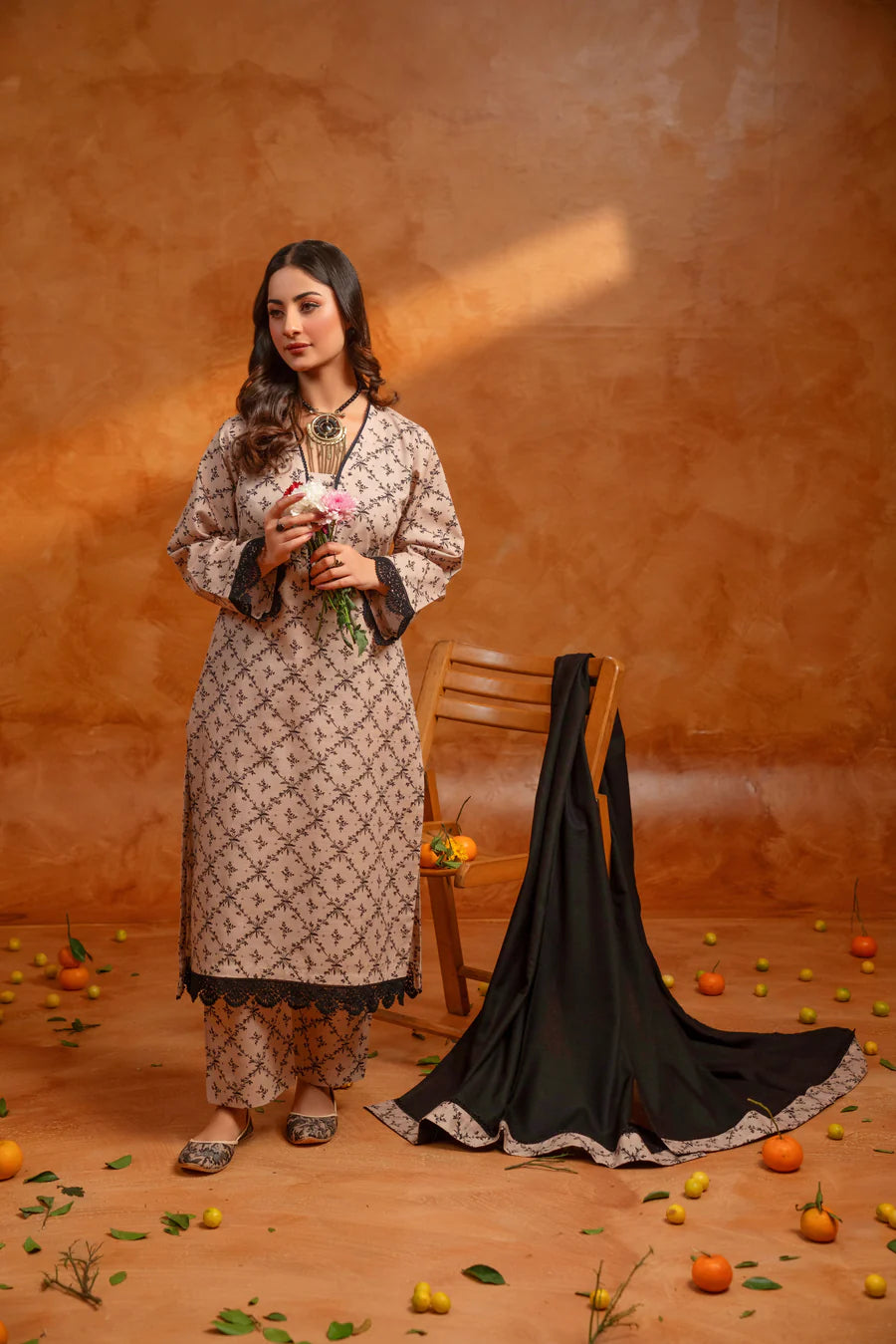 3 Piece - Khaddar Printed Dress