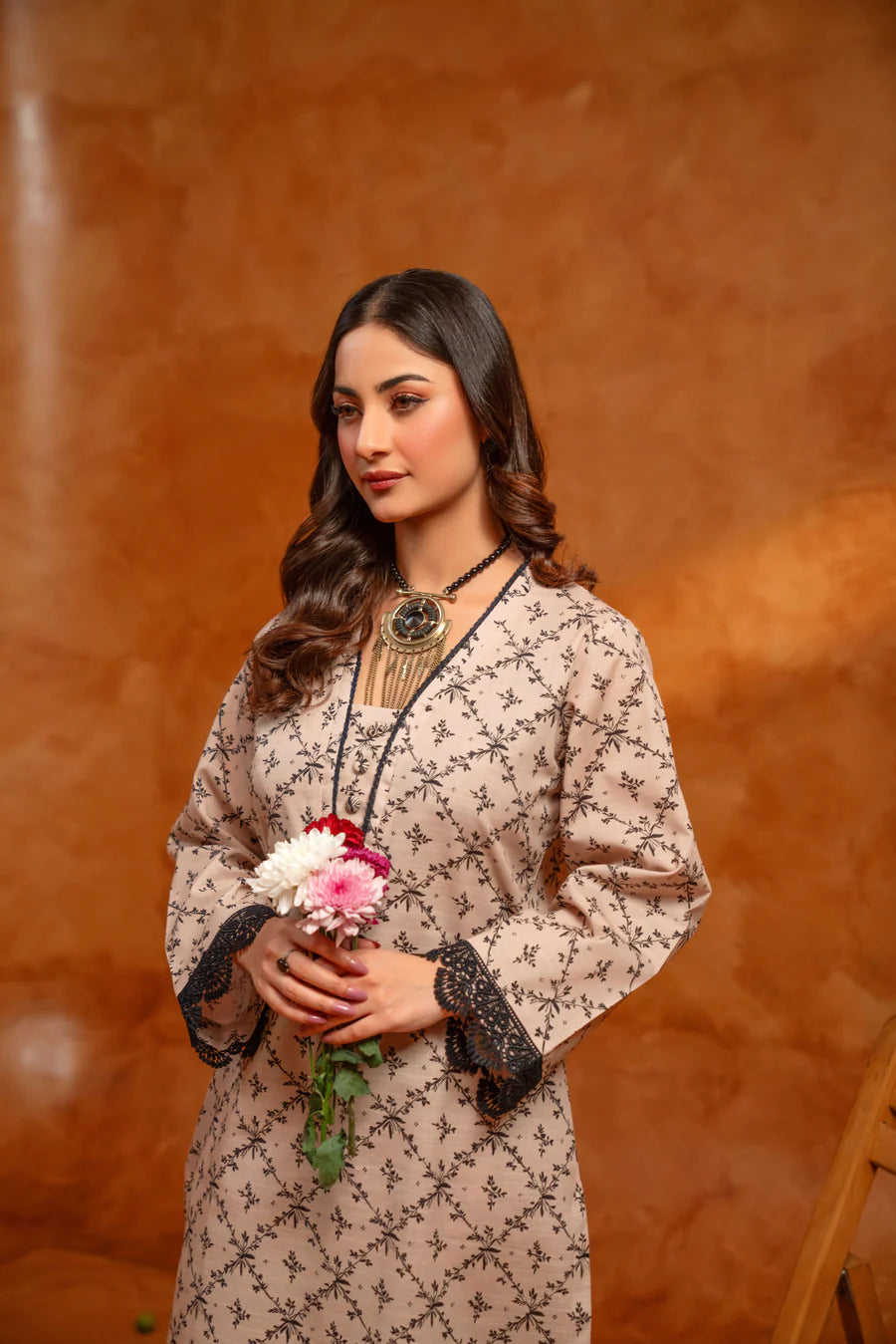 3 Piece - Khaddar Printed Dress