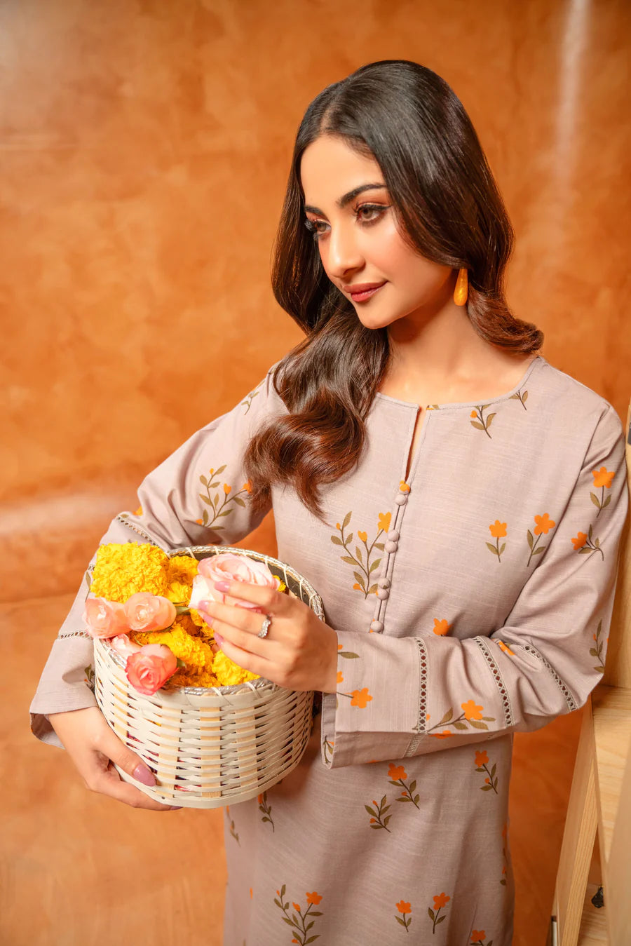 Soft Lilac Floral Winter Khaddar Printed 3-Piece Suit