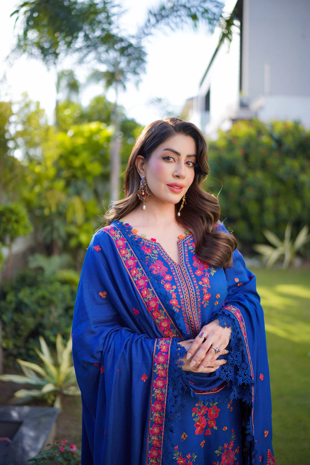 Royal Sapphire Winter Embroidered 3-Piece Suit