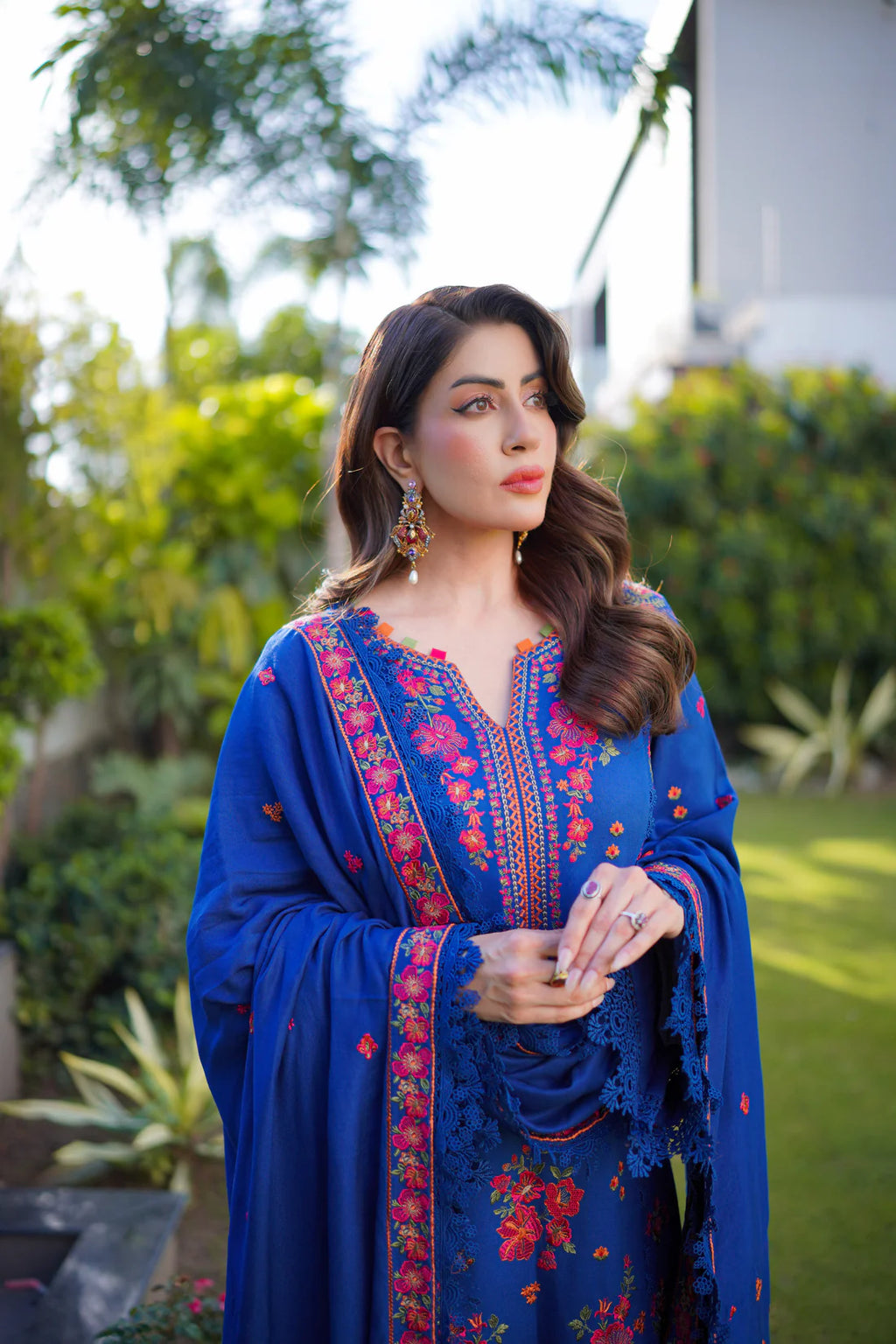 Royal Sapphire Winter Embroidered 3-Piece Suit