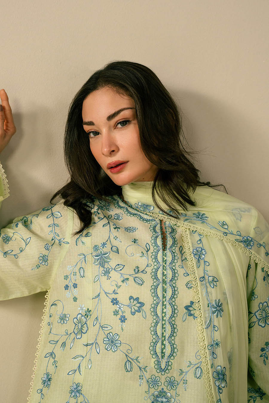 Pastel Mint Embroidered 3-Piece Lawn Suit