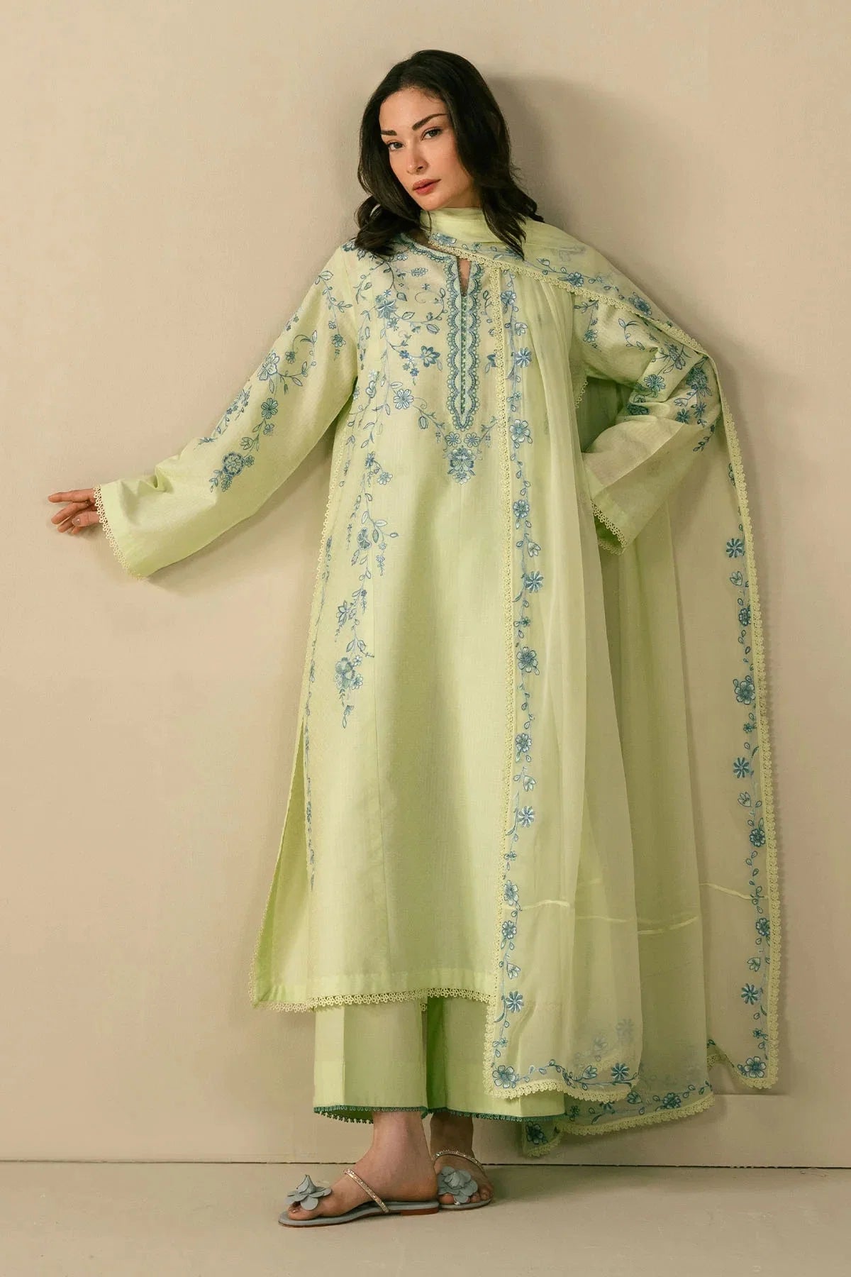 Pastel Mint Embroidered 3-Piece Lawn Suit