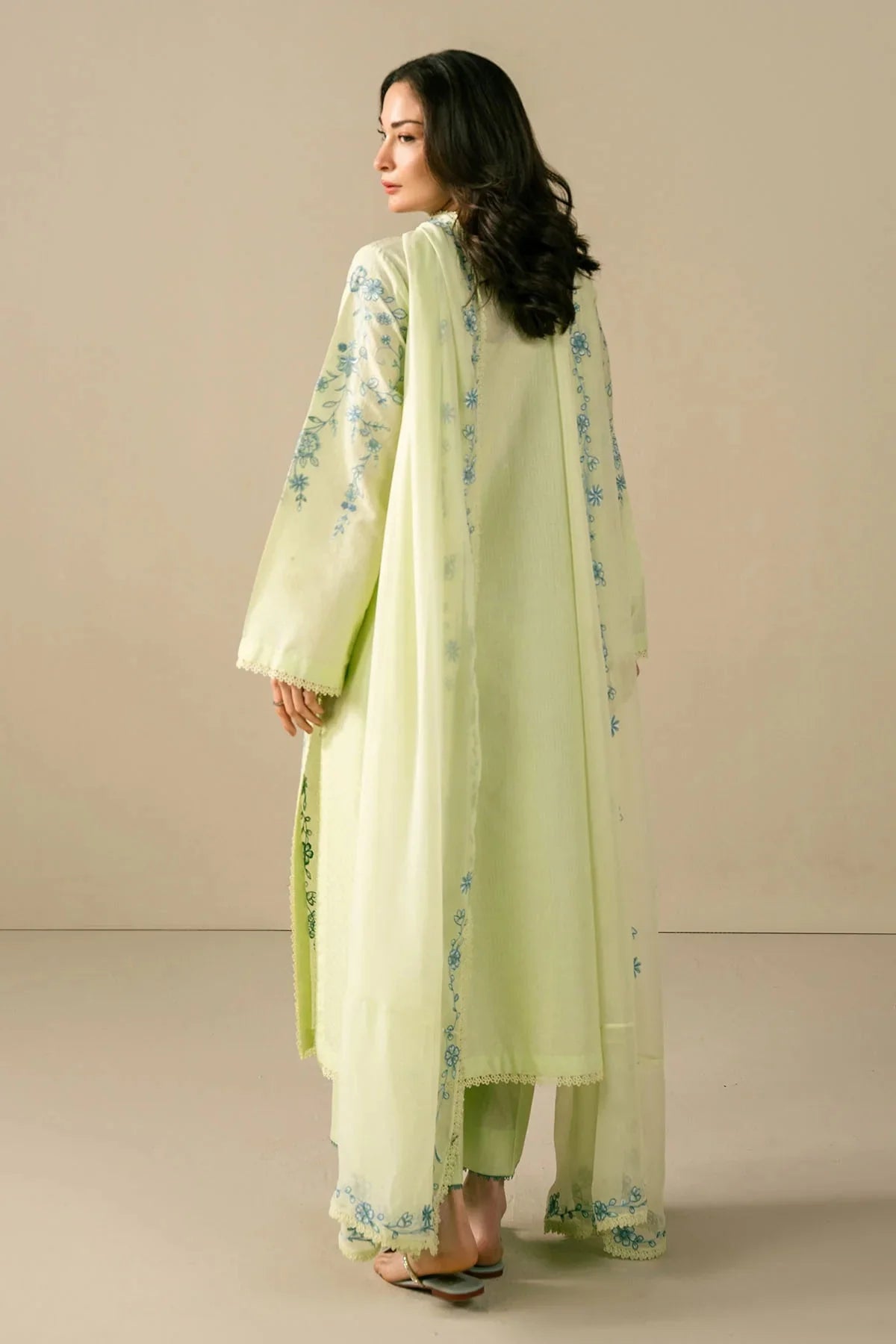 Pastel Mint Embroidered 3-Piece Lawn Suit