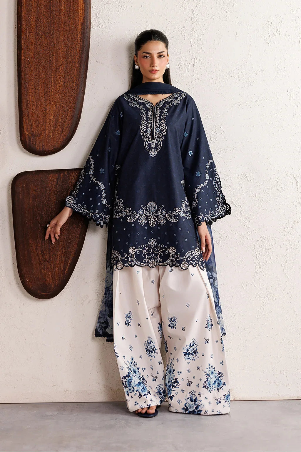 Midnight Blue Embroidered 3-Piece Lawn Suit