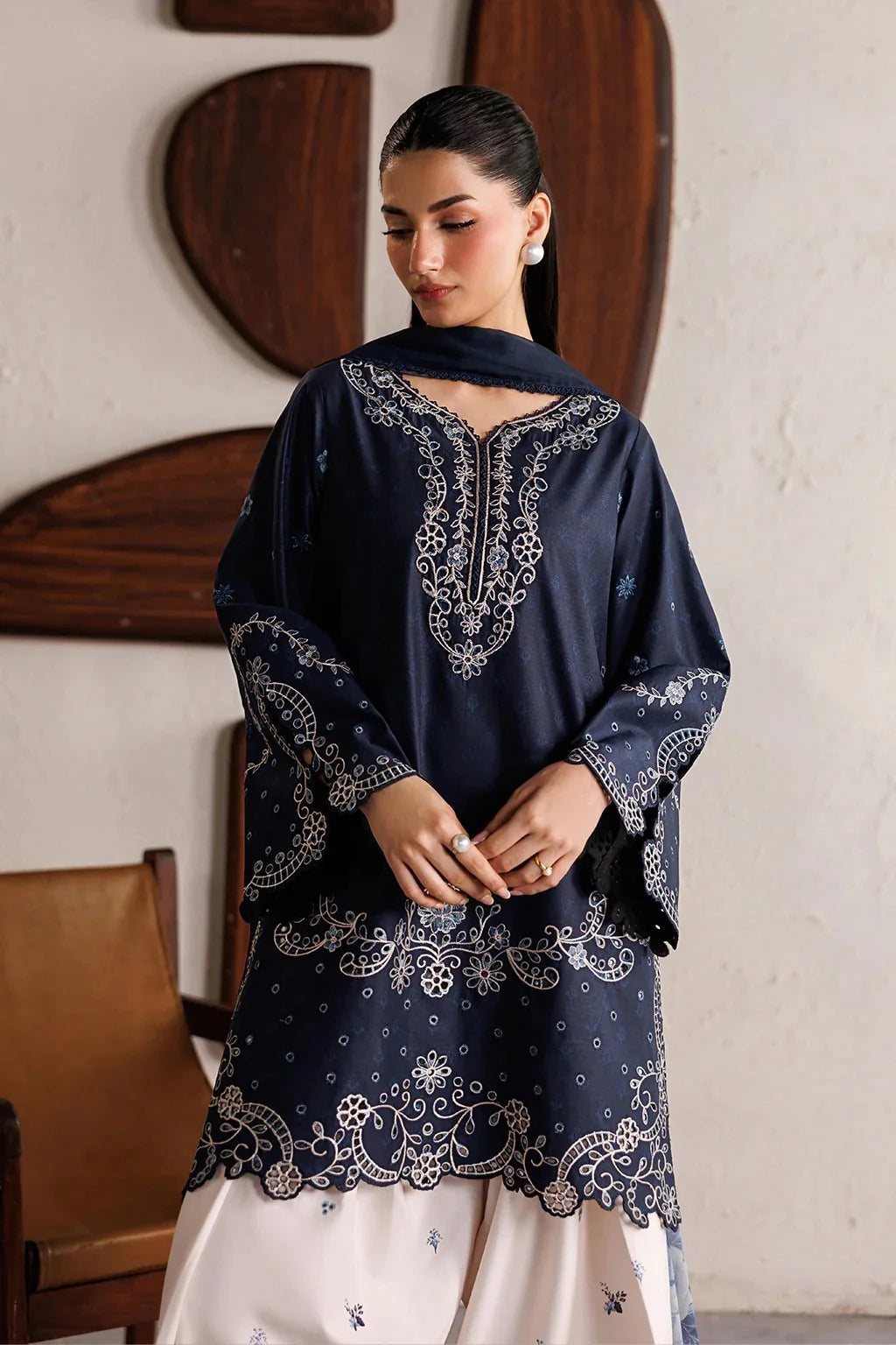 Midnight Blue Embroidered 3-Piece Lawn Suit