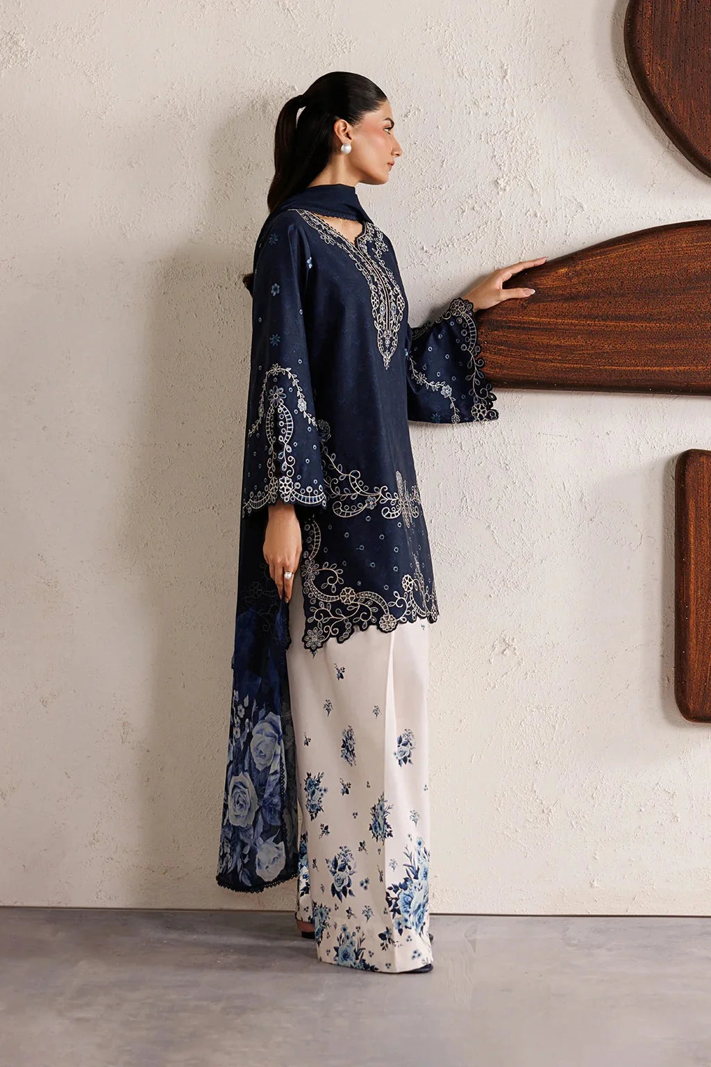 Midnight Blue Embroidered 3-Piece Lawn Suit