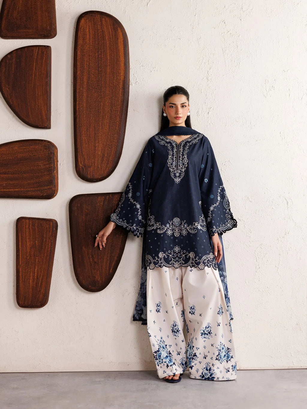 Midnight Blue Embroidered 3-Piece Lawn Suit