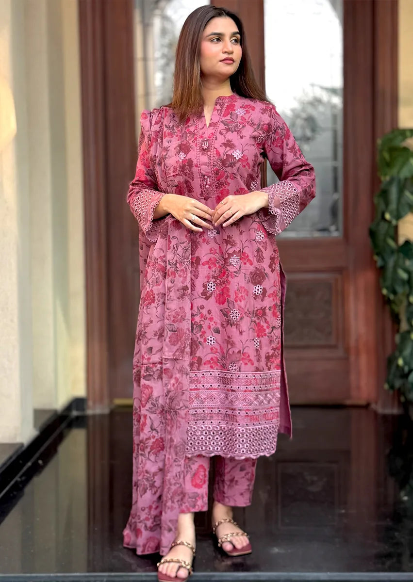 Moonlit Grace 3pc Stitched embroidered