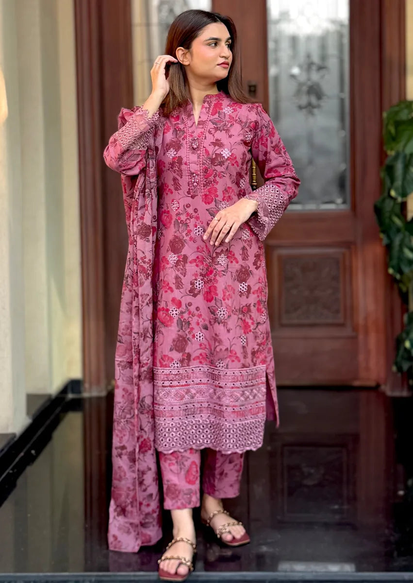 Moonlit Grace 3pc Stitched embroidered