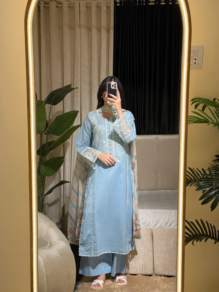 3-Piece Embroidered Linen/Khaddar Suits