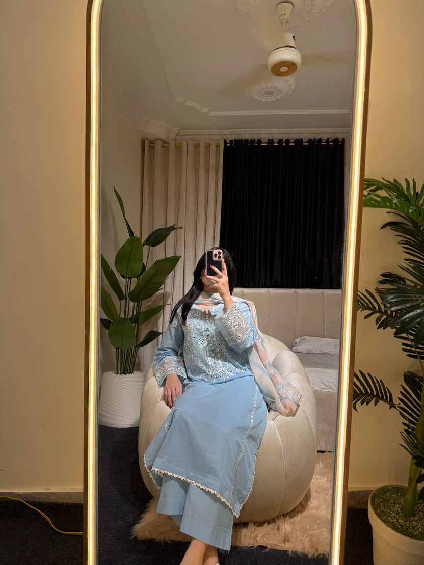 3-Piece Embroidered Linen/Khaddar Suits