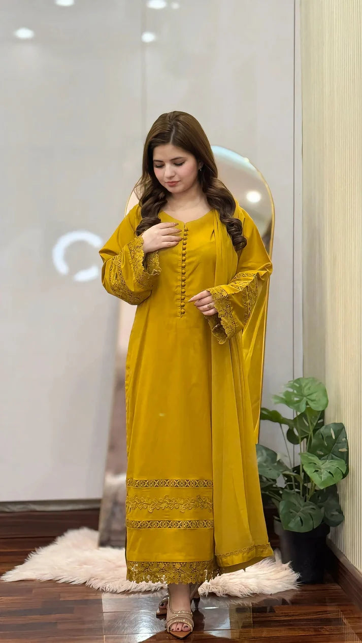 3-Piece Premium Lawn Stitched Suit-261