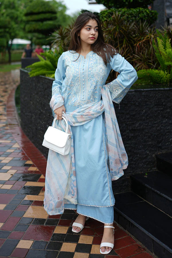 3-Piece Embroidered Linen/Khaddar Suits