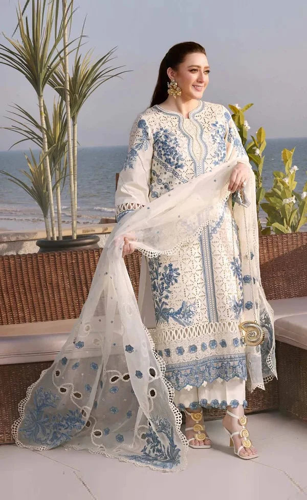 ANEELAS Luxury Chikankari Embroidered Lawn