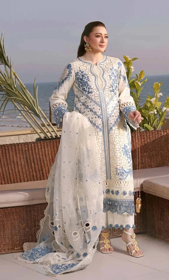 ANEELAS Luxury Chikankari Embroidered Lawn