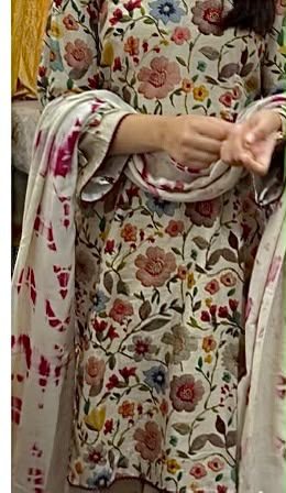 Floral Printed 3-Piece Embroidered Suit