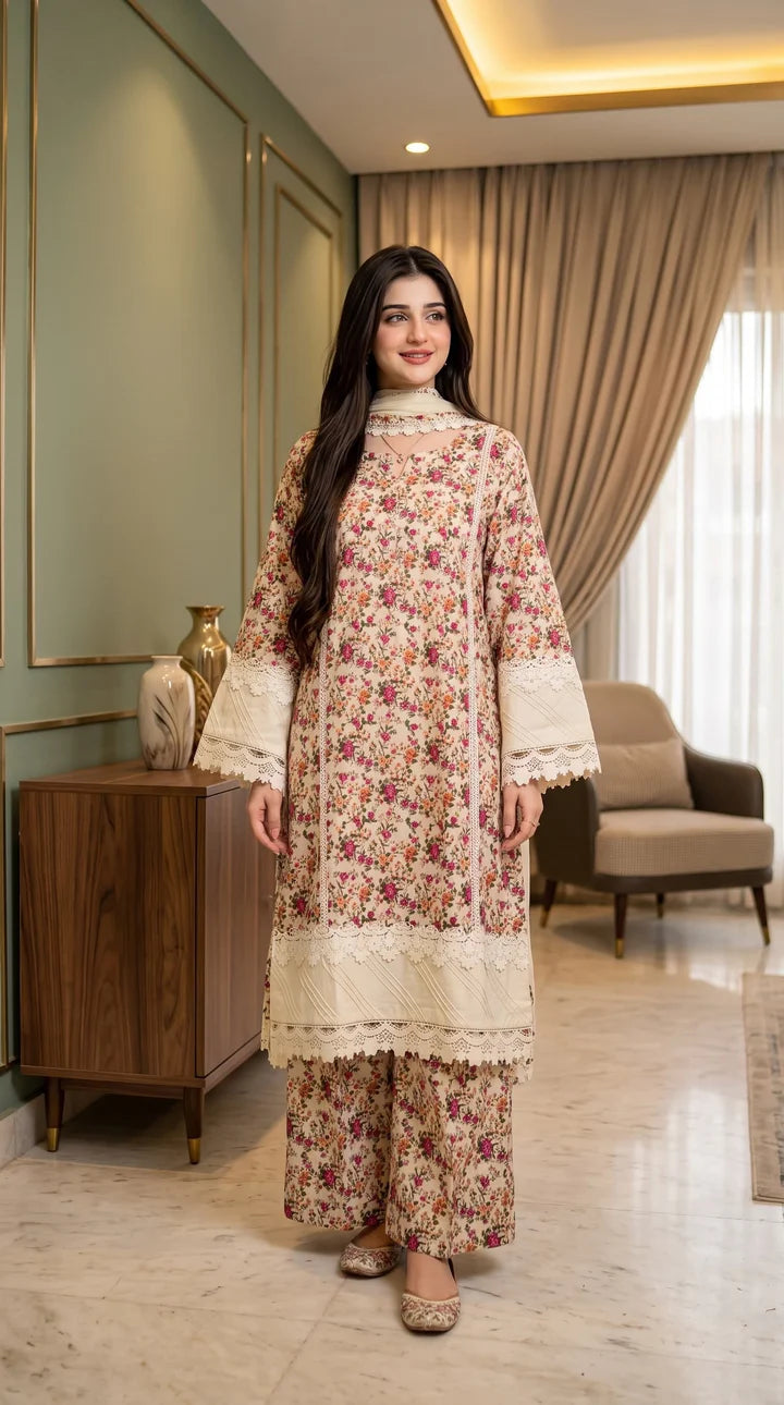 3pcs Pure lawn (fabiha)