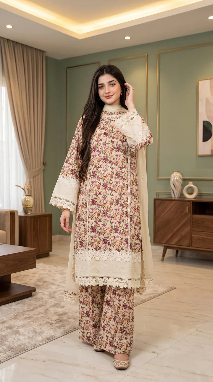 3pcs Pure lawn (fabiha)