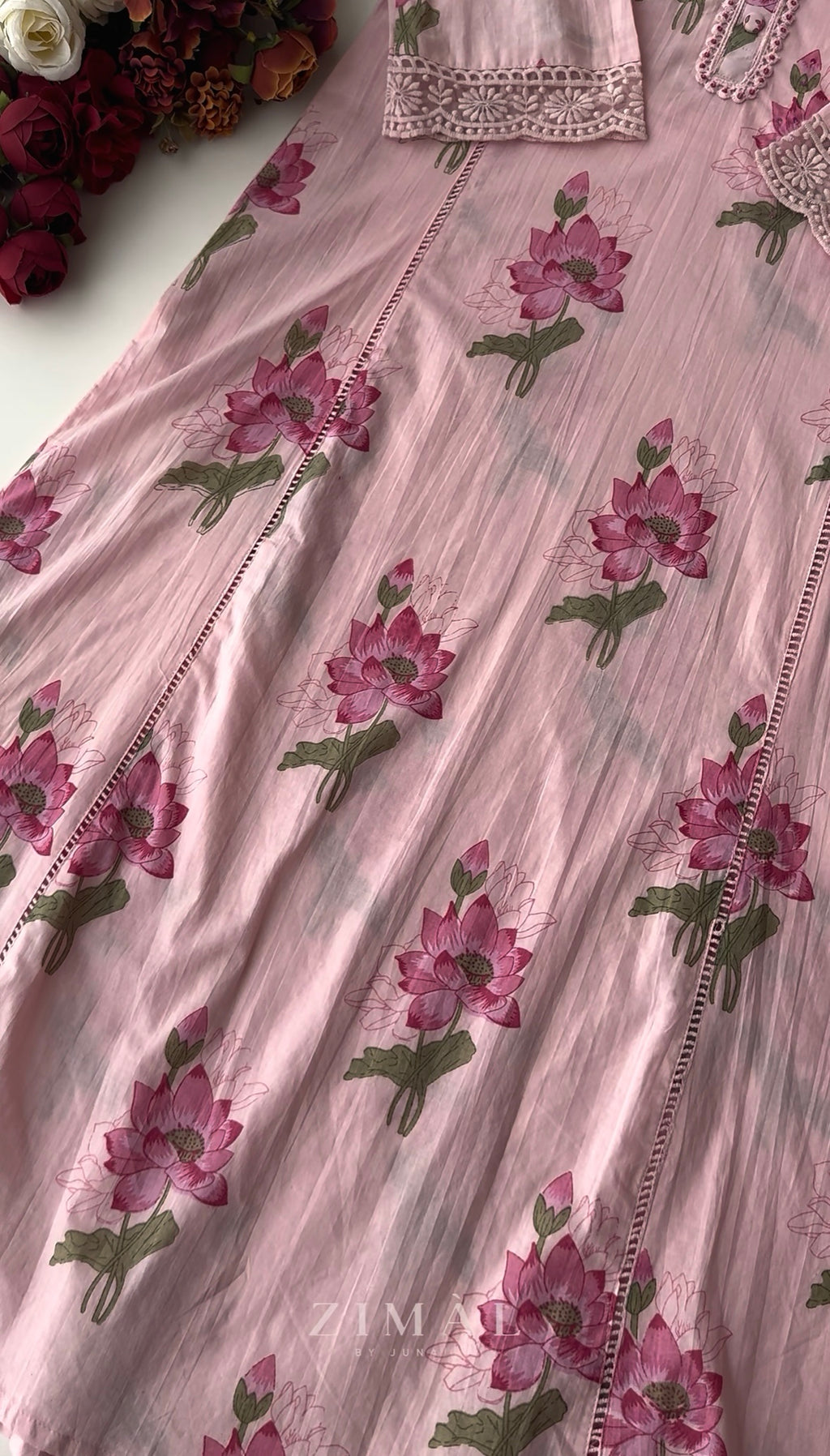 Floral Embroidered Pink 3-Piece Suit