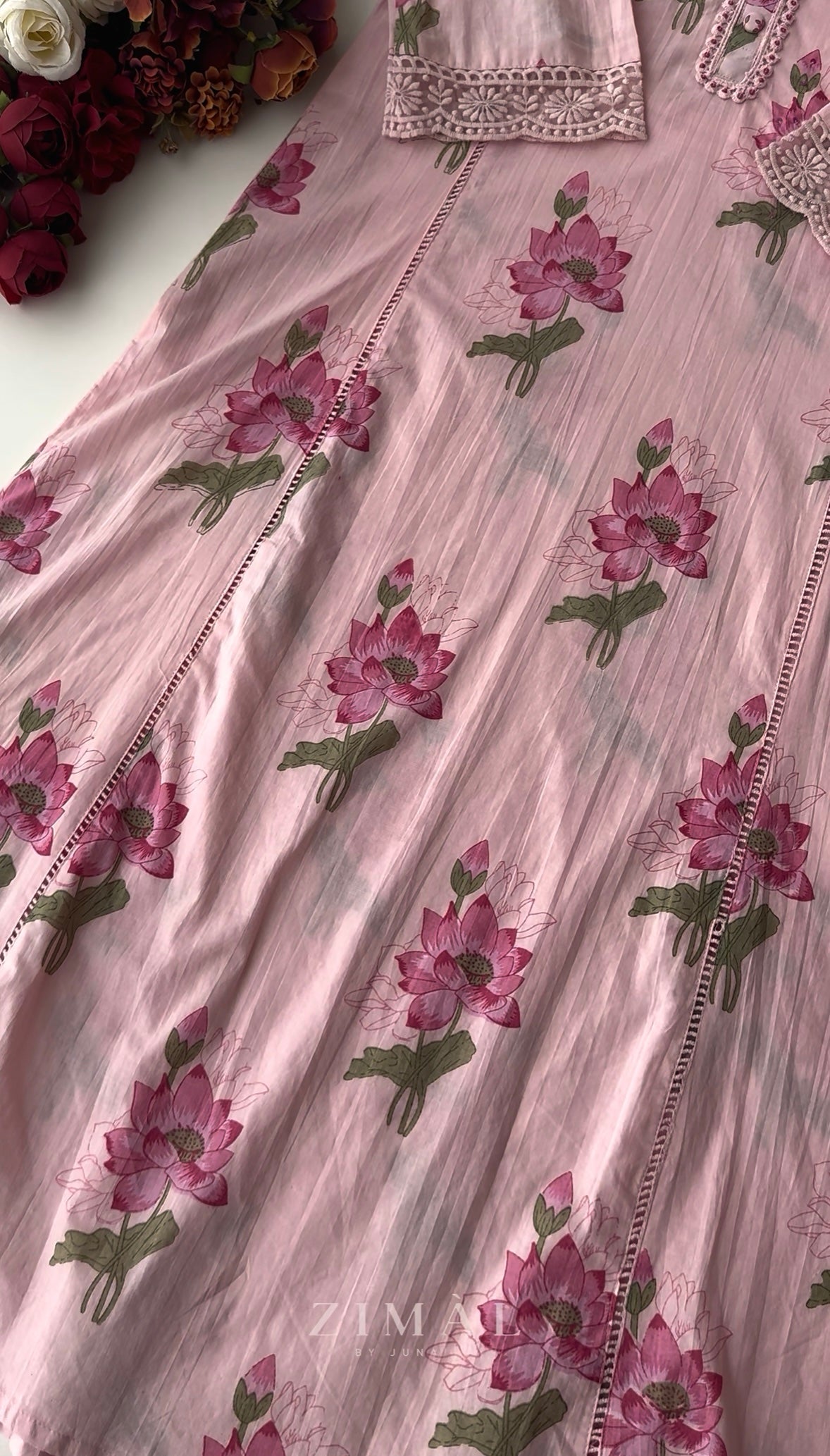 Floral Embroidered Pink 3-Piece Suit