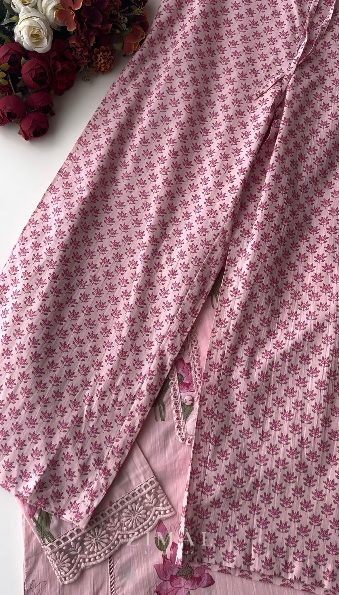Floral Embroidered Pink 3-Piece Suit