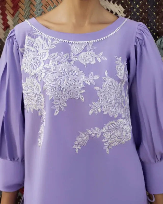 Elegant Lavender Embroidered 3-Piece Suit