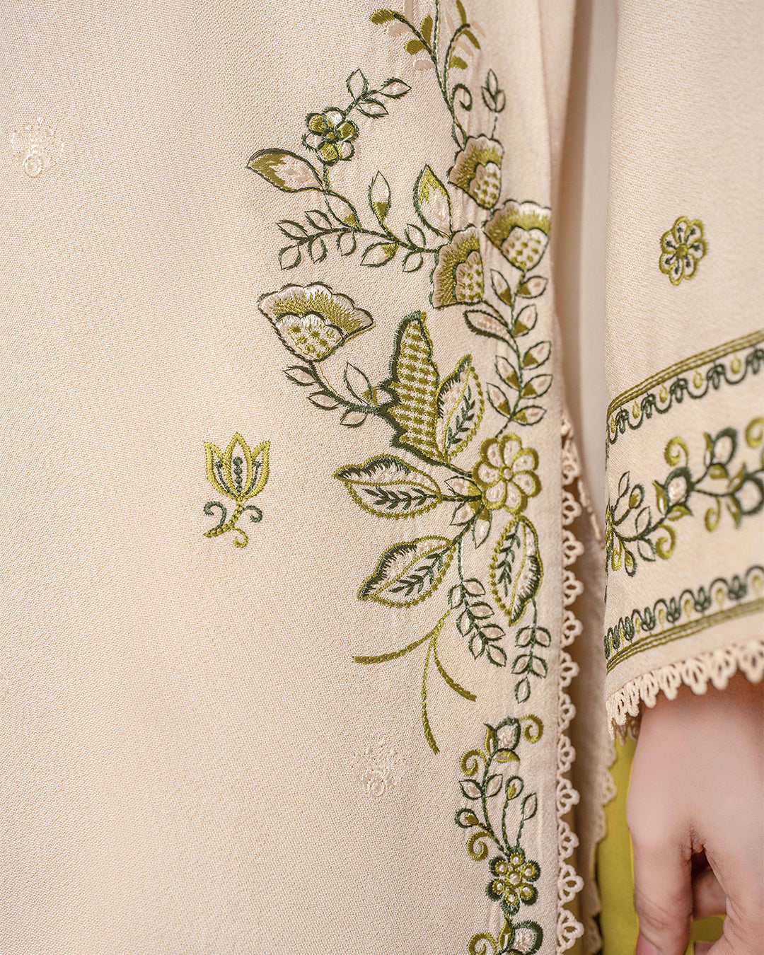 Ivory Embroidered 3-Piece Lawn Suit with Ombre Printed Chiffon Dupatta
