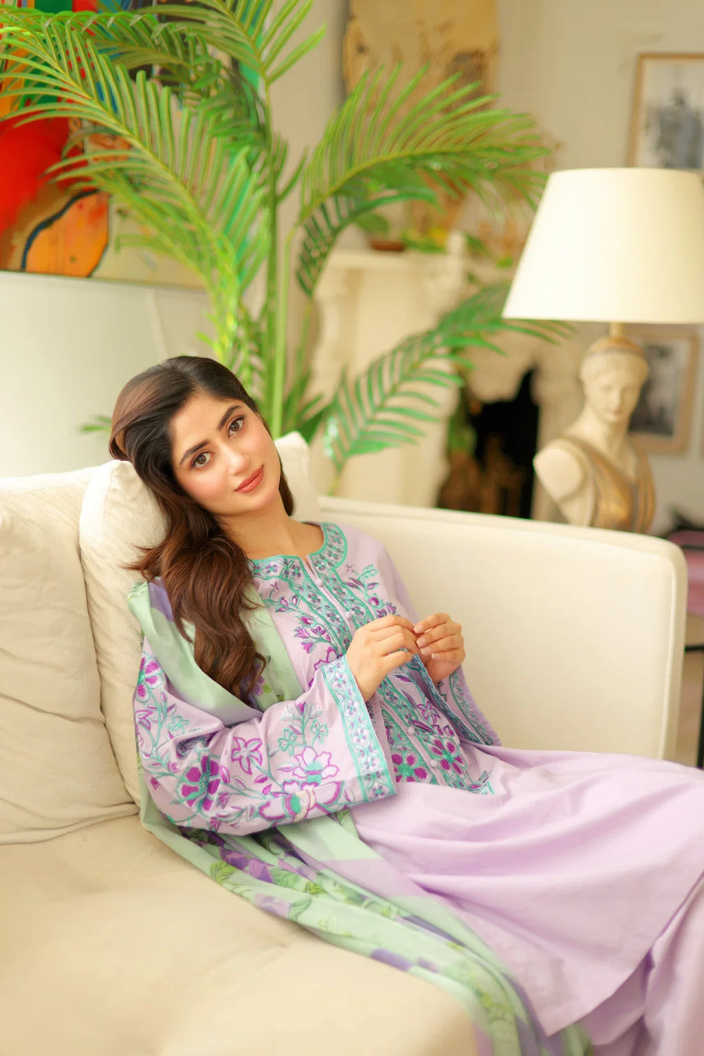 Lavender Bloom Embroidered 3-Piece Suit