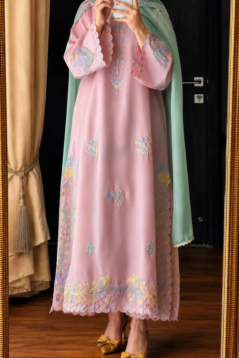 Pastel Pink Embroidered 3-Piece Lawn Suit